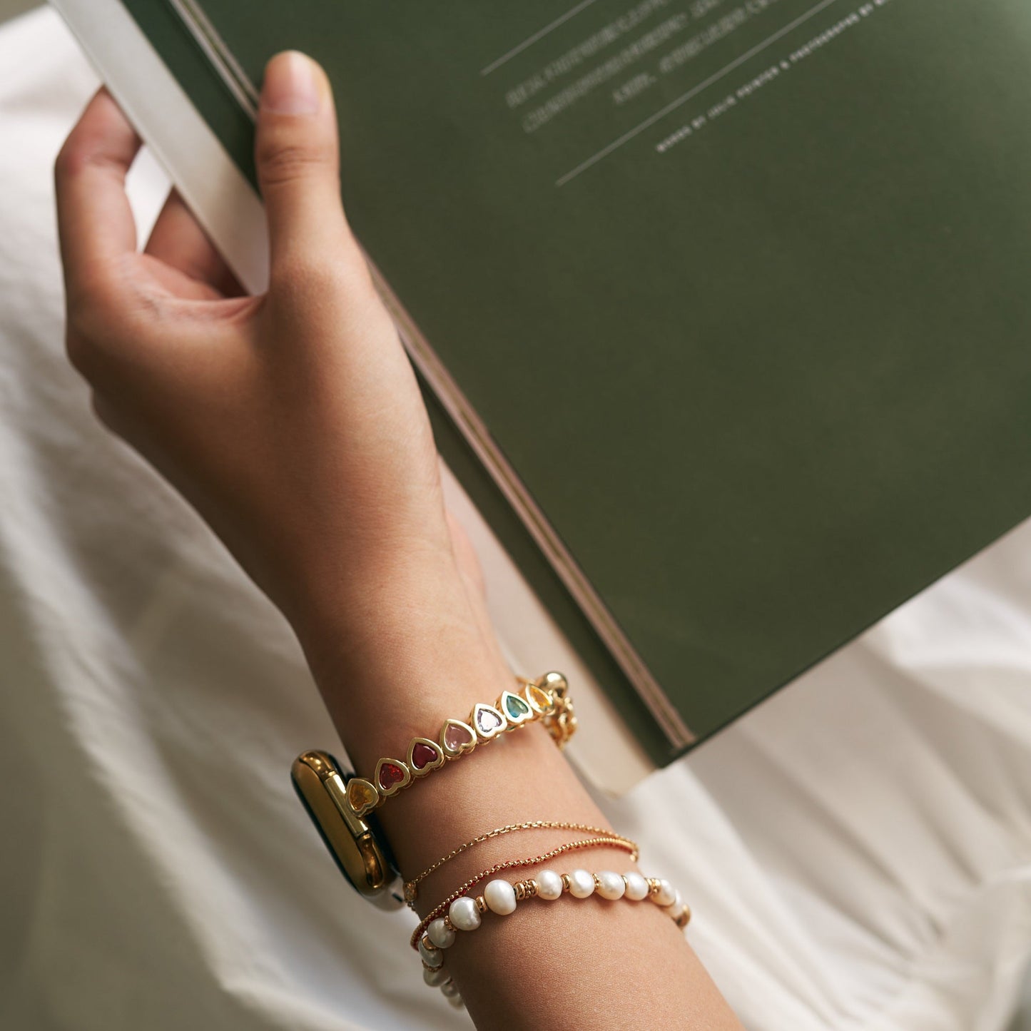 Rainbow Love: 14k Gold & Platinum Plated Apple Watch Band