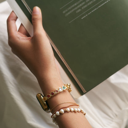 Rainbow Love: 14k Gold & Platinum Plated Apple Watch Band