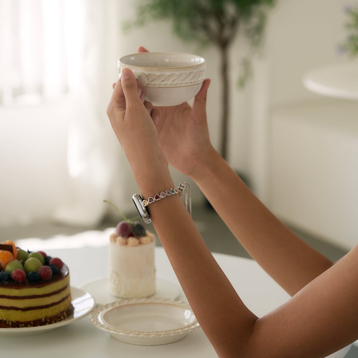 Rainbow Love: 14k Gold & Platinum Plated Apple Watch Band