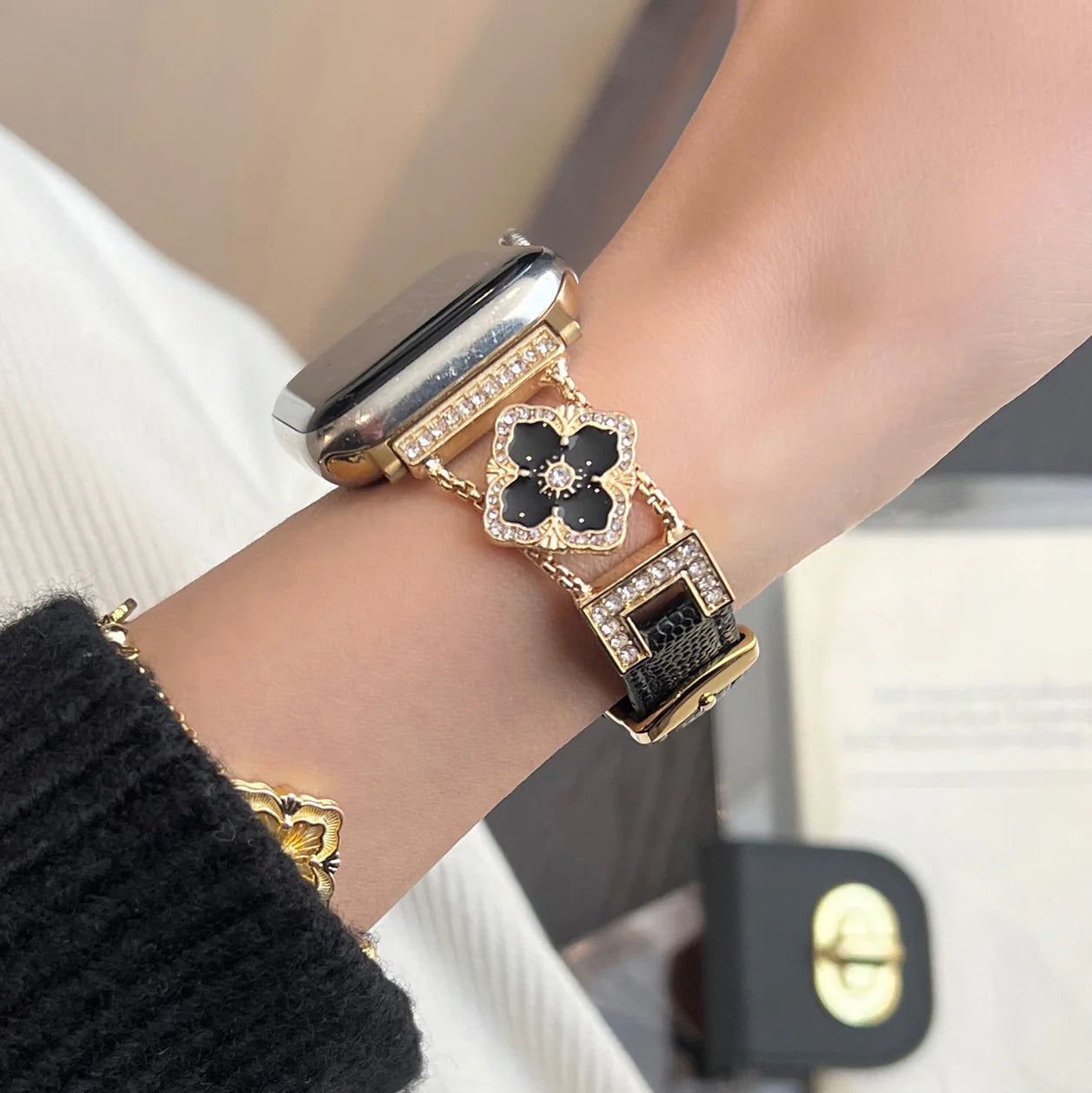 Glitter-Accented Leather Strap
