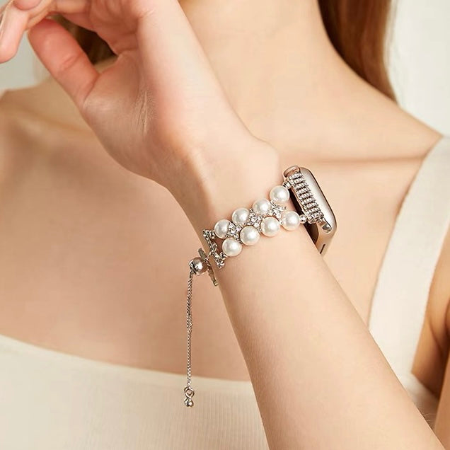 Pearl-Embellished Rhinestone Watch Band for Apple Watch