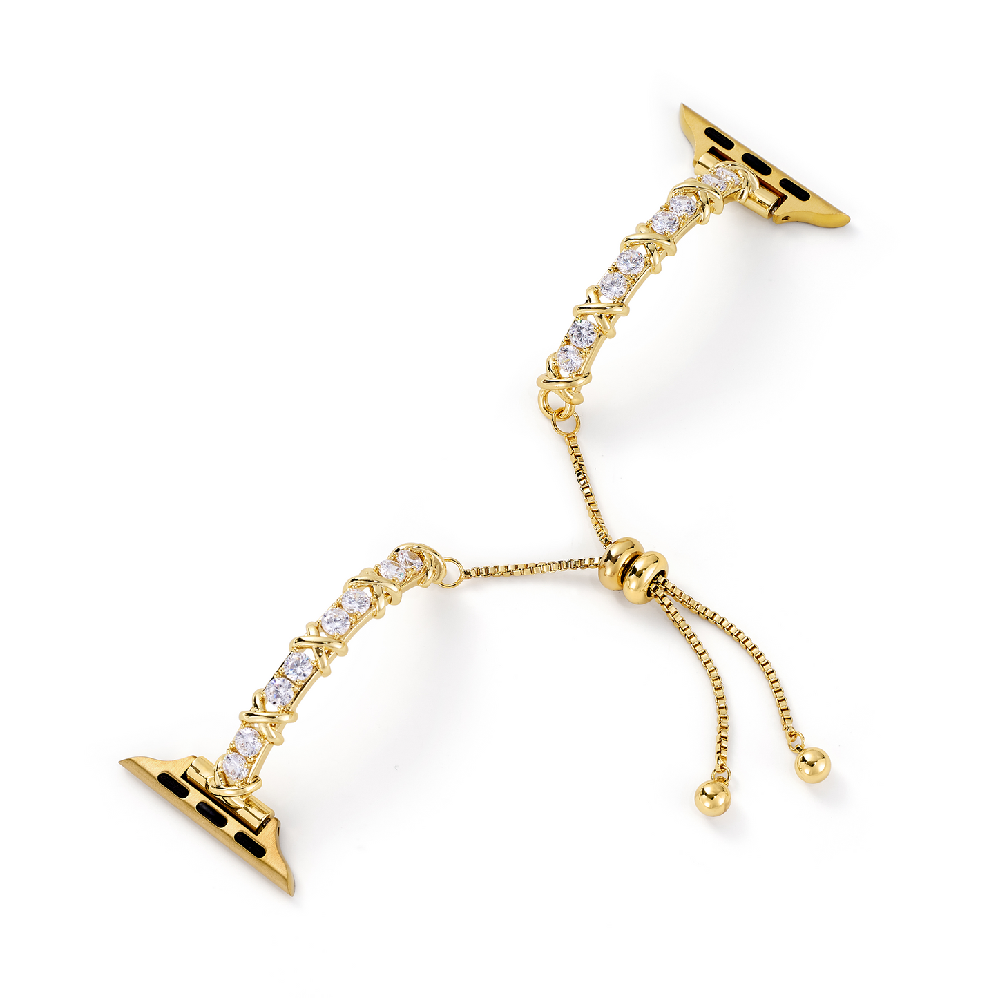 14K Gold & Platinum-Plated Zircon Metal Watch Band