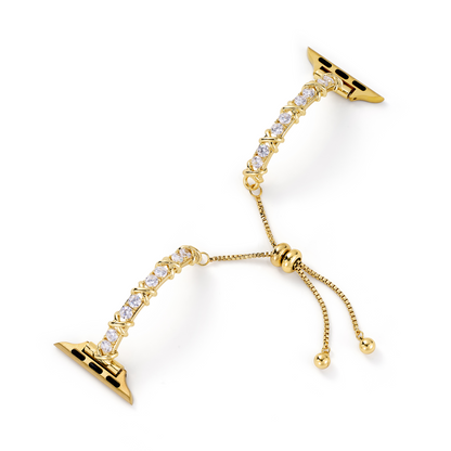 14K Gold & Platinum-Plated Zircon Metal Watch Band
