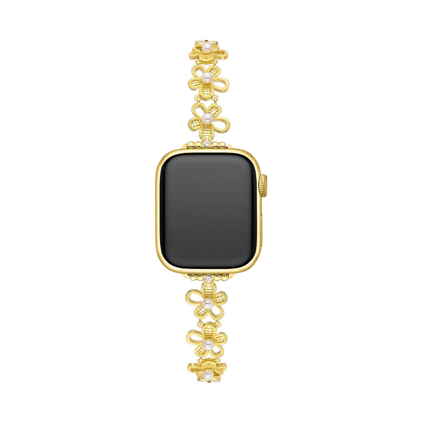 Elegant Women's Pearly Flower Copper Apple Watch Band