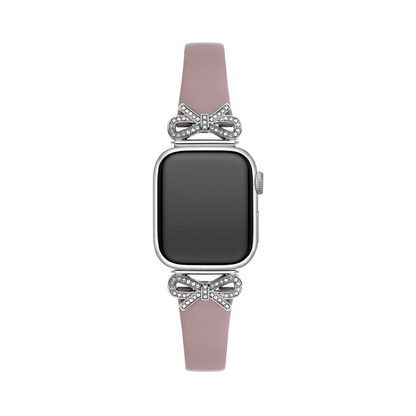 Crystal Bowknot Leather Watch Band for Apple Watch – Sparkling Crystal-Accented Strap