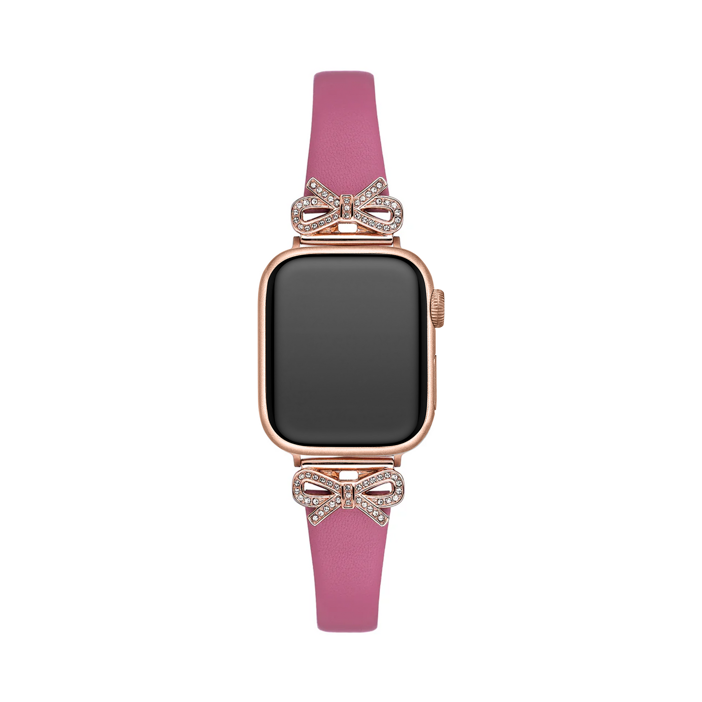 Crystal Bowknot Leather Watch Band for Apple Watch – Sparkling Crystal-Accented Strap