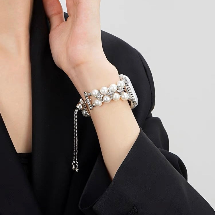Pearl-Embellished Rhinestone Watch Band for Apple Watch