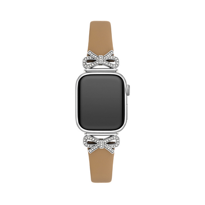 Crystal Bowknot Leather Watch Band for Apple Watch – Sparkling Crystal-Accented Strap