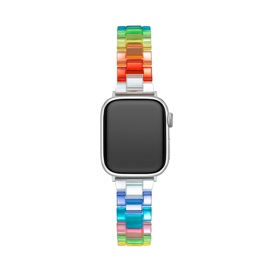 Vibrant Rainbow Resin Apple Watch Band – Unisex Multicolor Strap