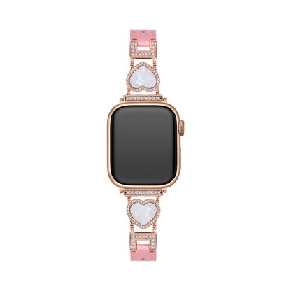 Love-Infused Sparkling Leather Watch Band for Apple Watch
