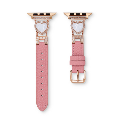 Love-Infused Sparkling Leather Watch Band for Apple Watch