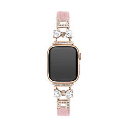 Elegant Bowknot Leather Band for Apple Watch - Premium Leather, All-Day Comfort