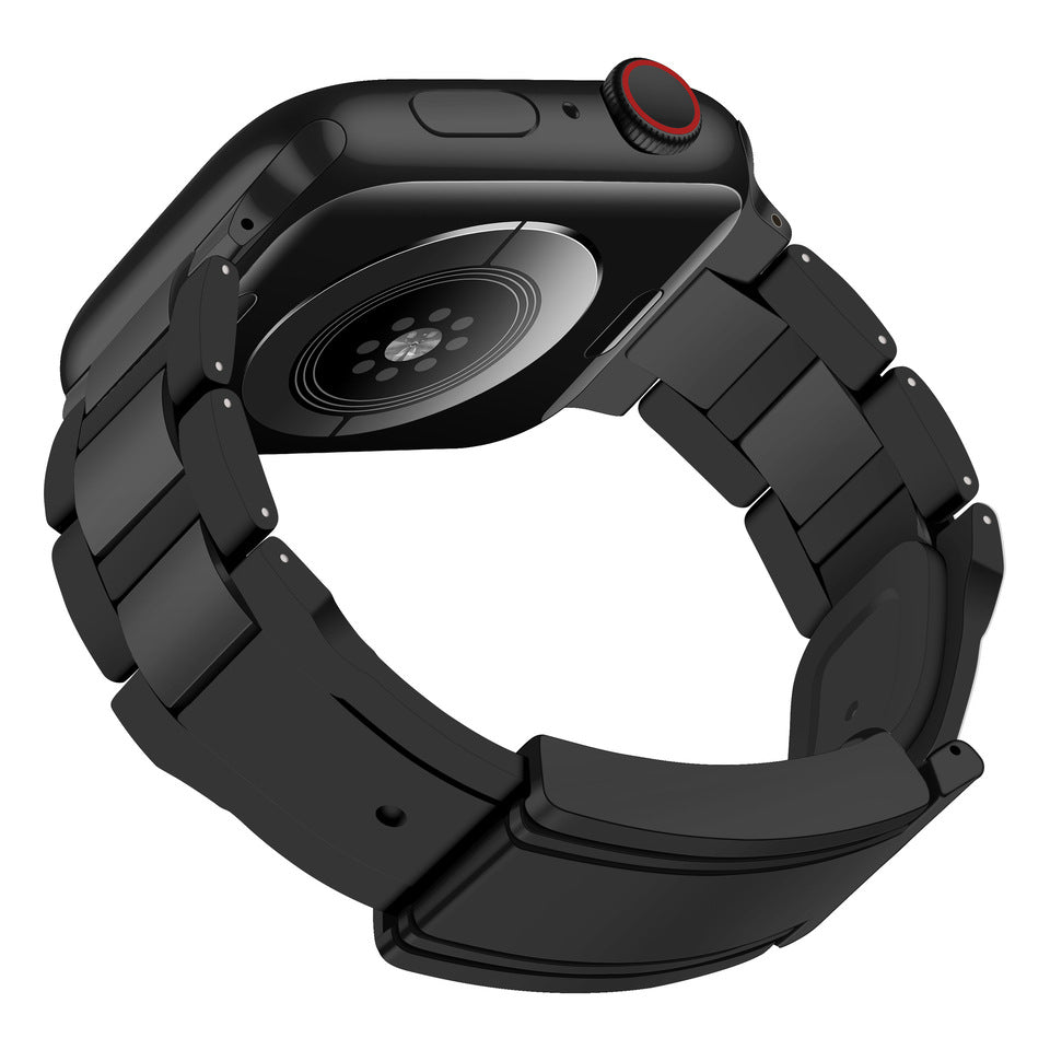 T-Type Magnetic Snap Stainless Steel & Silicone Band for Apple Watch – Secure Closure & All-Day Comfort