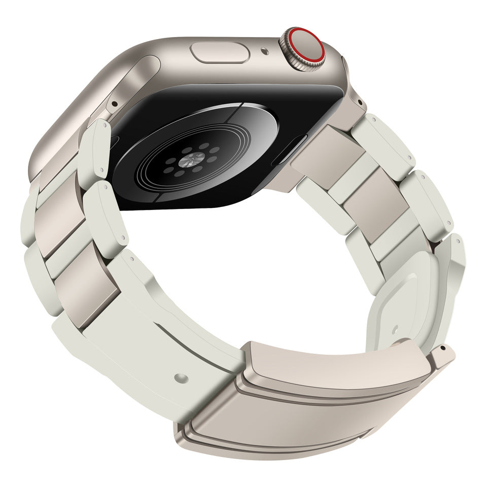 T-Type Magnetic Snap Stainless Steel & Silicone Band for Apple Watch – Secure Closure & All-Day Comfort