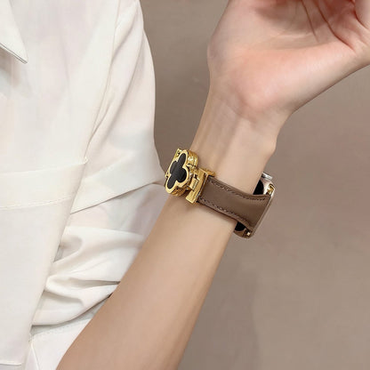 Lucky Flower Leather Strap for Apple Watch - Elegant Floral Design