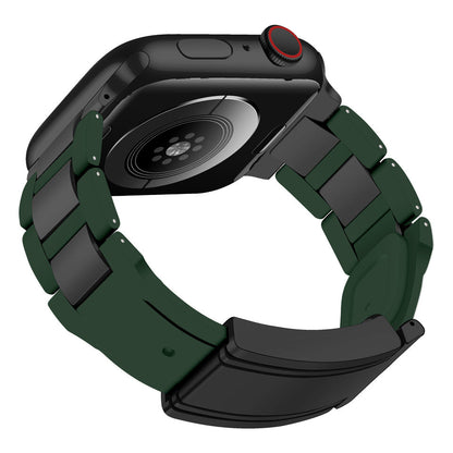 T-Type Magnetic Snap Stainless Steel & Silicone Band for Apple Watch – Secure Closure & All-Day Comfort