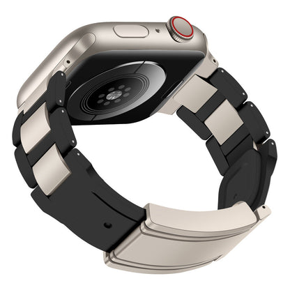 T-Type Magnetic Snap Stainless Steel & Silicone Band for Apple Watch – Secure Closure & All-Day Comfort