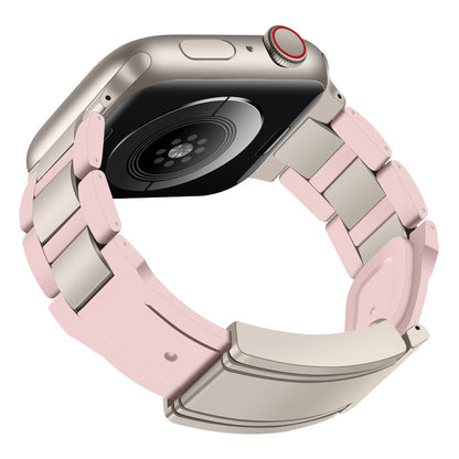 T-Type Magnetic Snap Stainless Steel & Silicone Band for Apple Watch – Secure Closure & All-Day Comfort