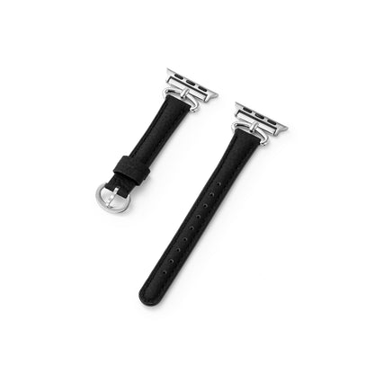 Sleek Leather Watch Band with Metal Accents for Apple Watch
