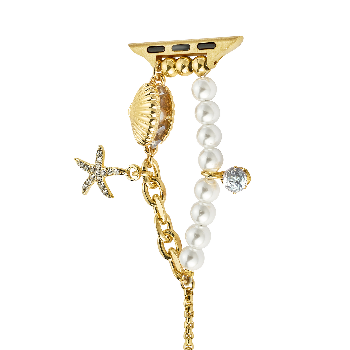 Coastal Pearl Charm Beaded Band for Apple Watch – Ocean-Inspired Pearl Bead Strap