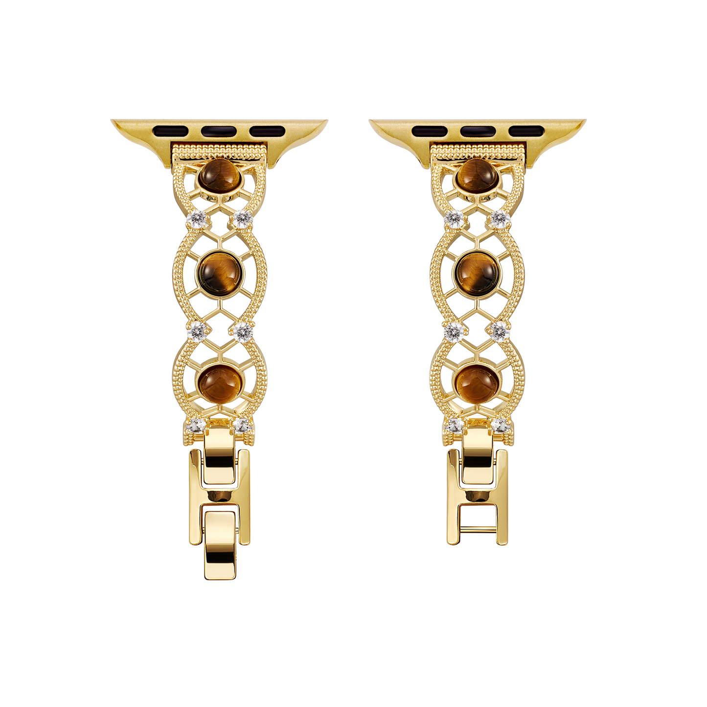 14k Gold & Platinum-Plated Interwoven Stone Band for Apple Watch