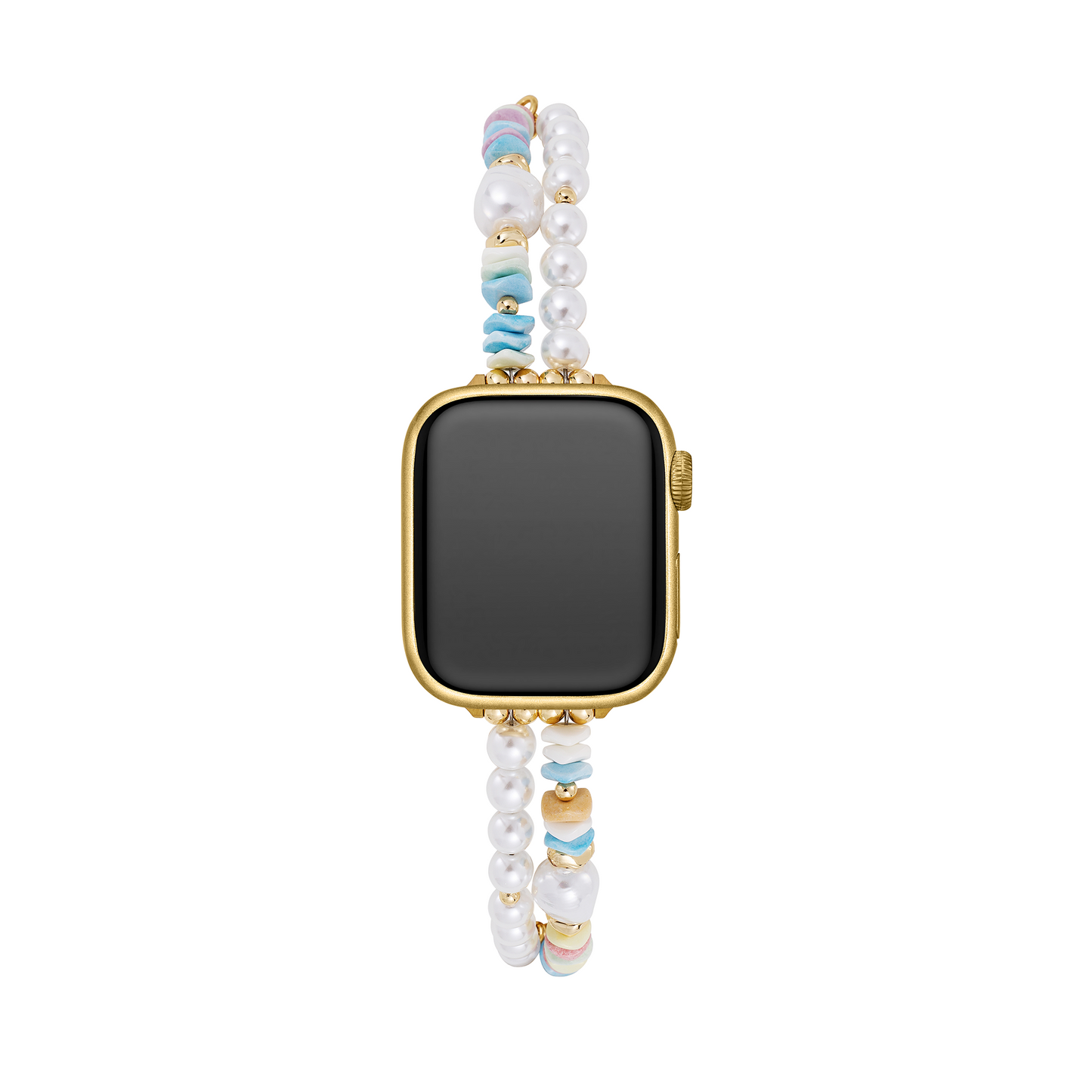Pastel Rainbow Pearl Beaded Apple Watch Band – Elegant, Sparkling Wrist Accessory