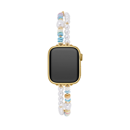 Pastel Rainbow Pearl Beaded Apple Watch Band – Elegant, Sparkling Wrist Accessory