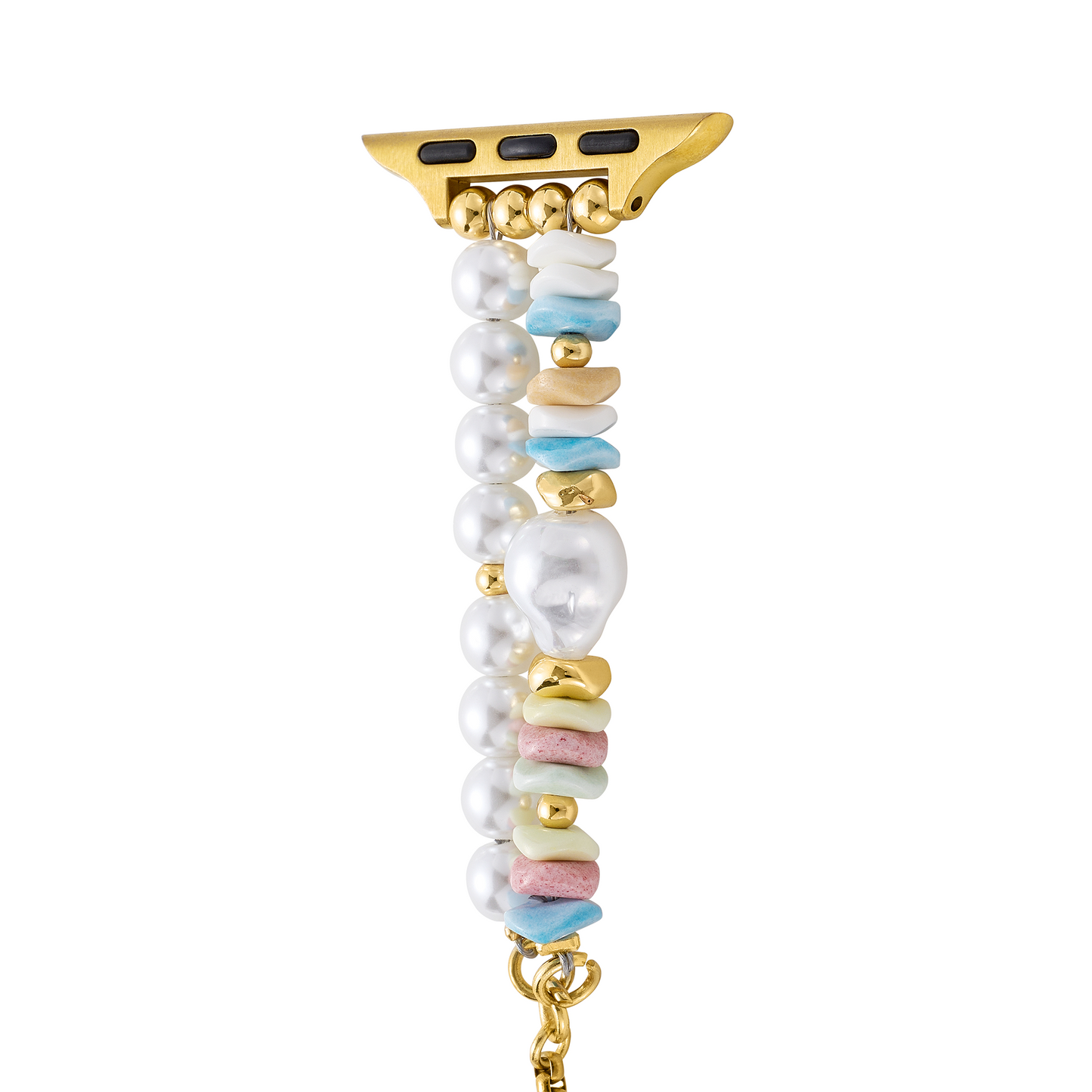 Pastel Rainbow Pearl Beaded Apple Watch Band – Elegant, Sparkling Wrist Accessory