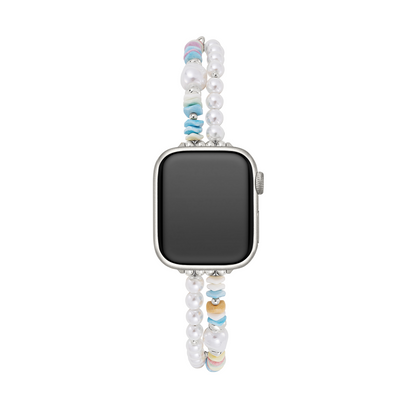 Pastel Rainbow Pearl Beaded Apple Watch Band – Elegant, Sparkling Wrist Accessory