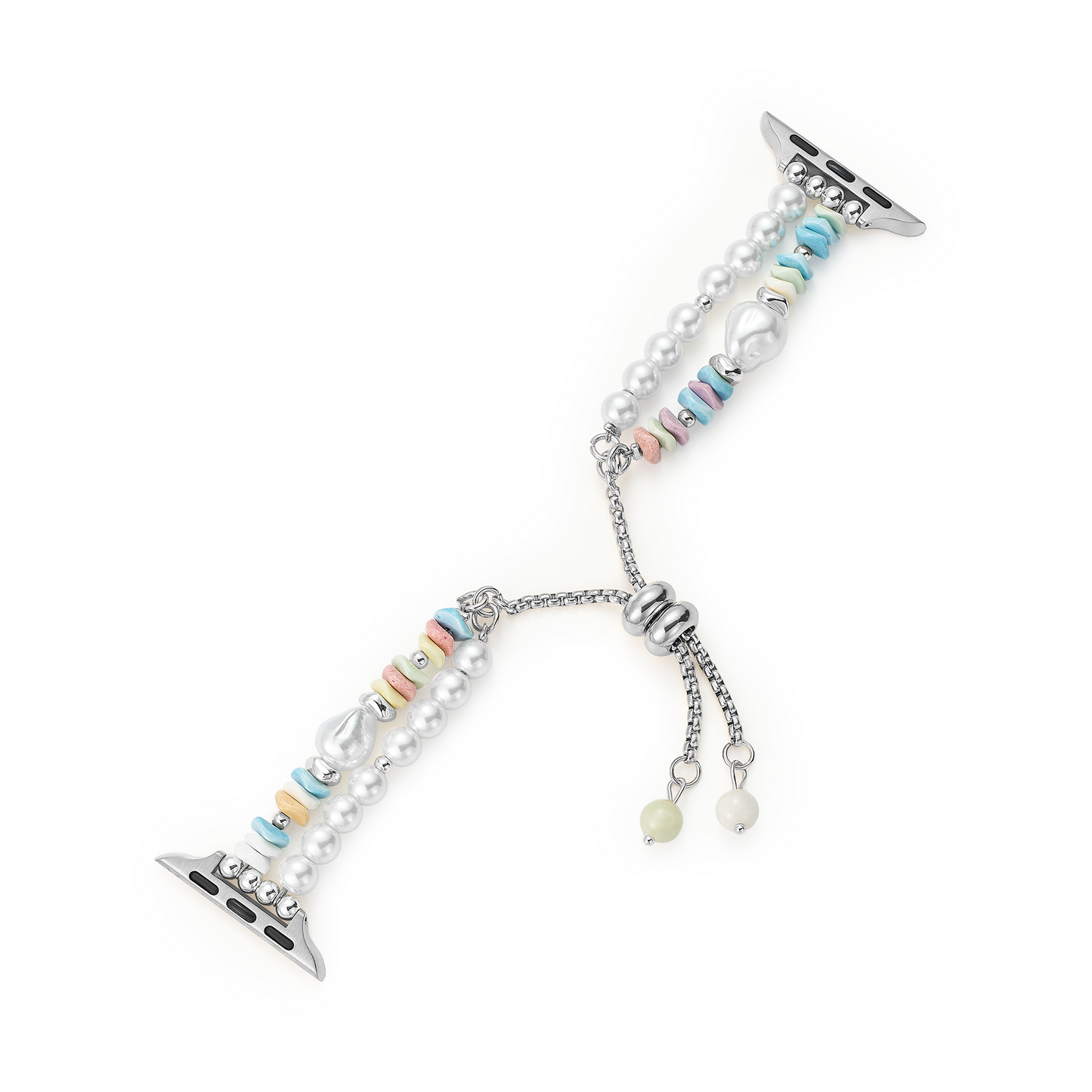 Pastel Rainbow Pearl Beaded Apple Watch Band – Elegant, Sparkling Wrist Accessory