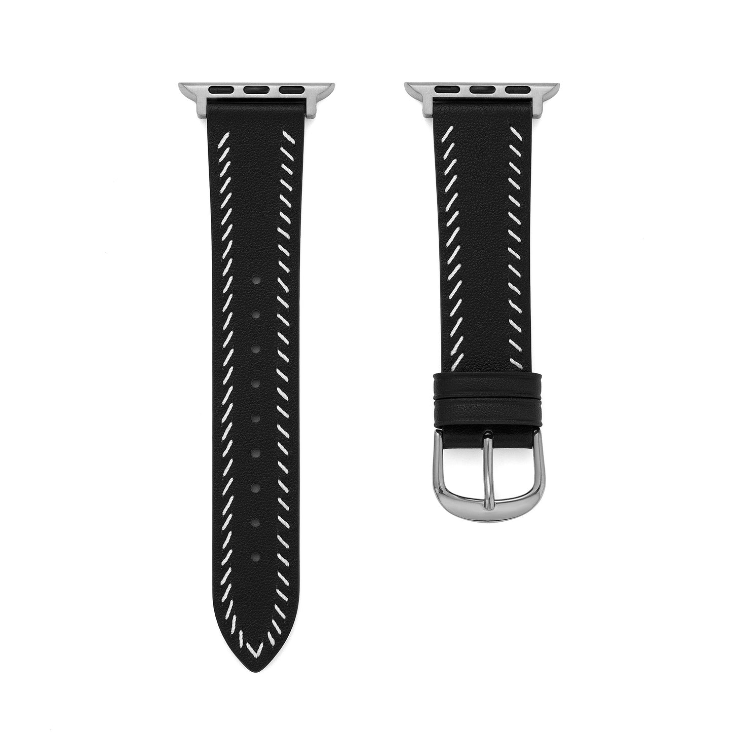 Unisex Leather Band with Stitching Detail for Apple Watch