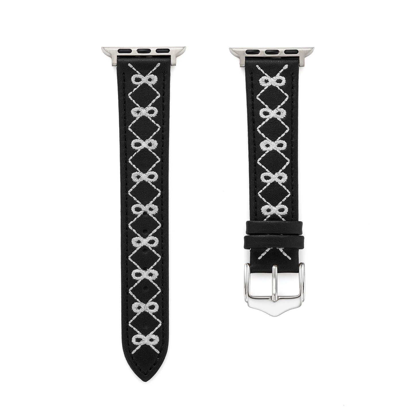 Stylish Embroidered Bow Leather Watch Band for Apple Watch