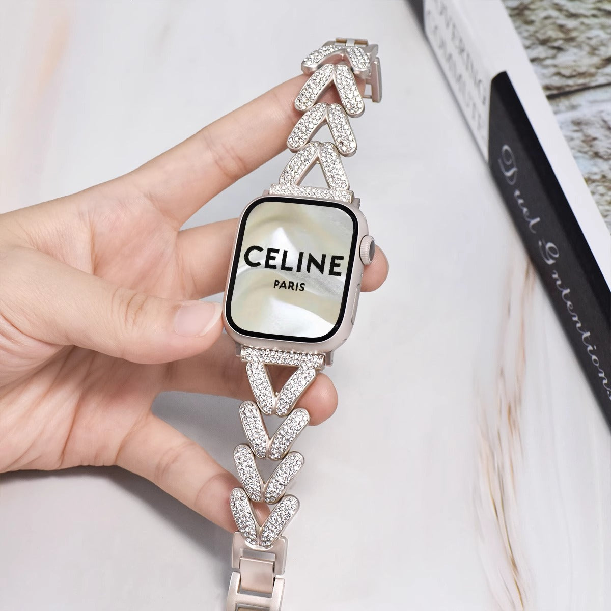 Diamond-Studded Stainless Steel Band