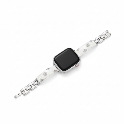 Elegant Floral Metal Band for Apple Watch – Stainless Steel Wrist Strap