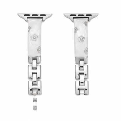 Elegant Floral Metal Band for Apple Watch – Stainless Steel Wrist Strap