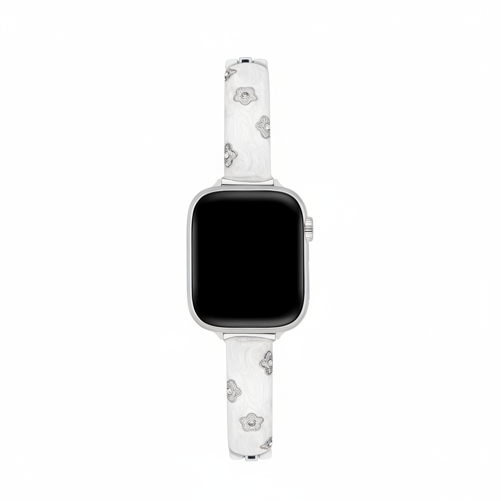 Elegant Floral Metal Band for Apple Watch – Stainless Steel Wrist Strap